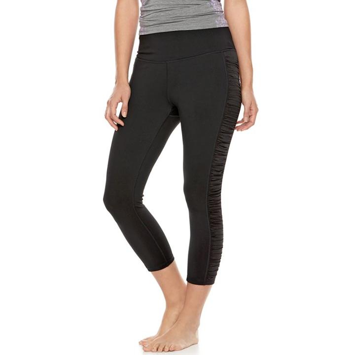 Women's Gaiam Om High Waisted Mesh Yoga Capri Leggings, Size: Large, Oxford