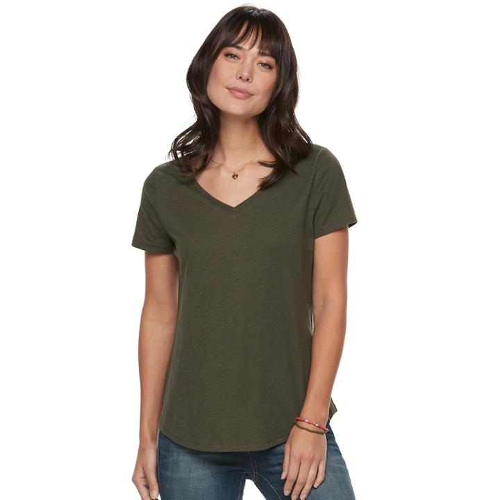 Women's Sonoma Goods For Life&trade; Essential V-neck Tee, Size: Xs, Dark Green
