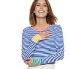Women's Popsugar Contrast-stripe Crewneck Sweater, Size: Medium, White