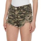 Juniors' Mudd&reg; Ripped Camouflage Shortie Shorts, Teens, Size: 17, Dark Green