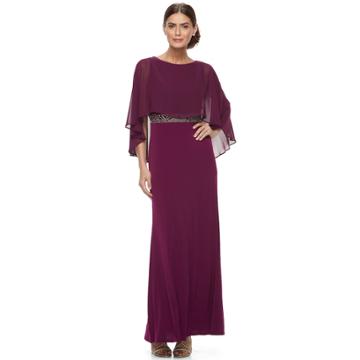 Women's Chaya Chiffon Popover Evening Gown, Size: 8, Dark Red