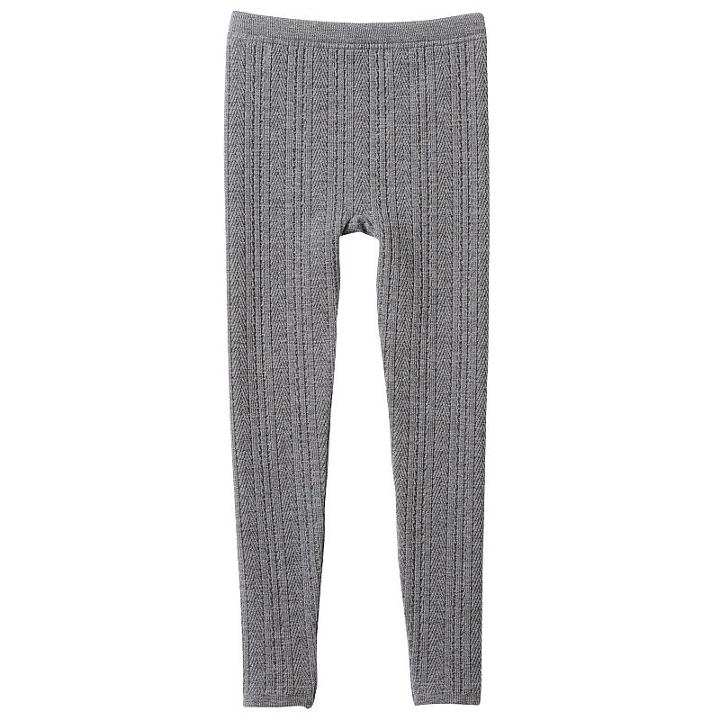 Heathered Ribbed Fleece-lined Leggings - Girls, Girl's, Size: S-m, Med Grey
