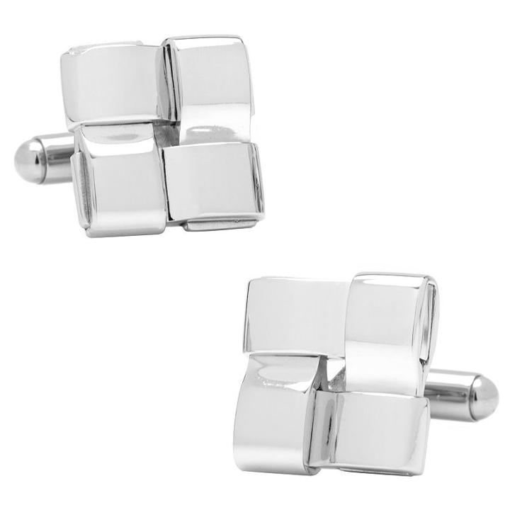 Woven Square Cuff Links, Men's, Silver