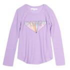Girls 7-16 Harper & Elliott Lace Trim Textured Graphic Tee, Size: Large, Lt Purple