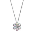 Sterling Silver Lab-created Opal & Lab-created White Sapphire Flower Pendant, Women's, Size: 18