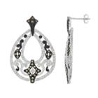 Le Vieux Silver-plated Marcasite & Crystal Teardrop Earrings, Women's, Black