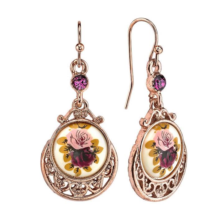 1928 Flower Drop Earrings, Women's, Multicolor