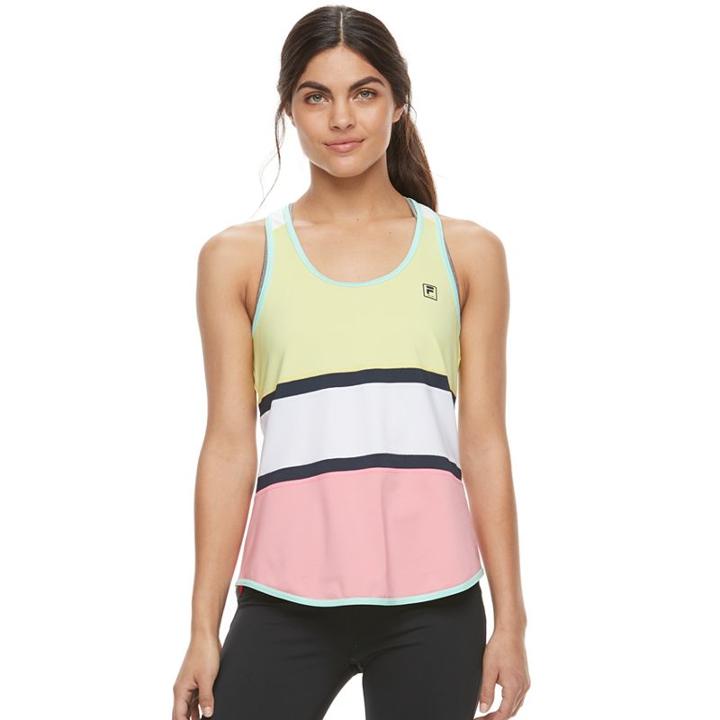 Women's Fila Sport® Striped Racerback Tank, Size: Small, Brt Green