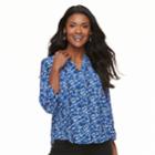 Petite Dana Buchman Flange Button Down Blouse, Women's, Size: S Petite, Brt Blue