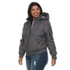 Juniors' Plus Size Urban Republic Hooded Puffer Bomber Jacket, Teens, Size: 1xl, Dark Grey