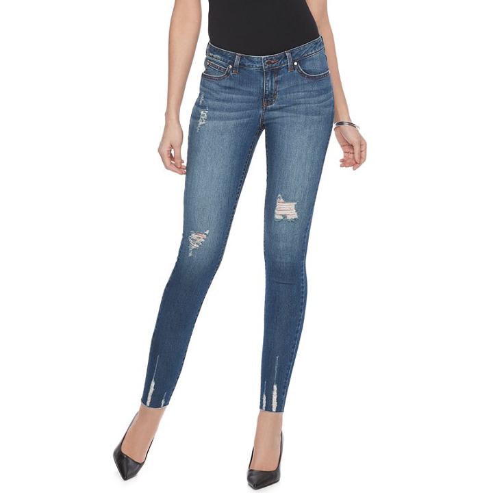 Women's Jennifer Lopez Destructed Skinny Ankle Jeans, Size: 2 - Regular, Dark Blue