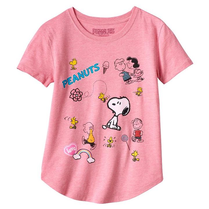Girls Plus Size Peanuts Characters Graphic Tee, Size: Xxl Plus, Pink