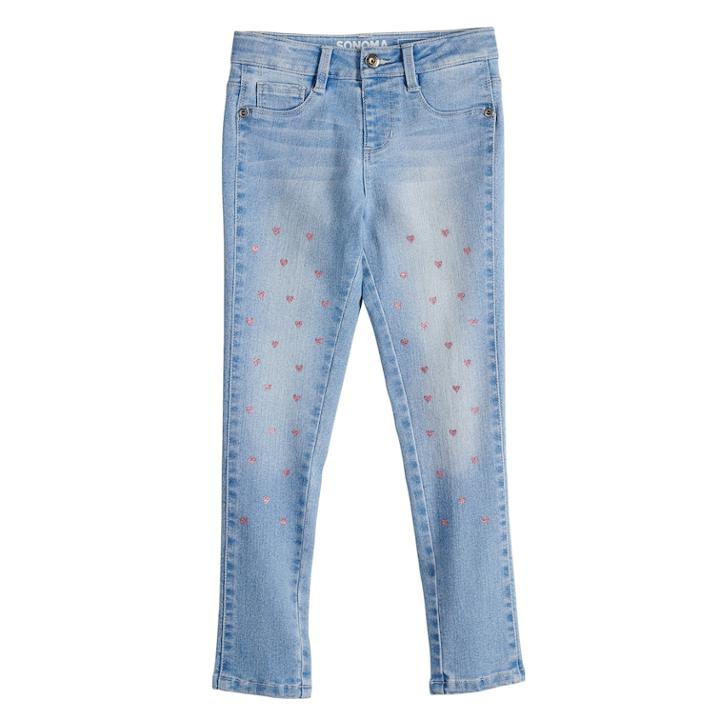 Girls 4-12 Sonoma Goods For Life&trade; Scatter Heart Jeggings, Size: 8, Med Grey