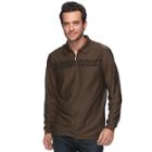 Men's Haggar Regular-fit Quarter-zip Polo, Size: Xl, Med Brown