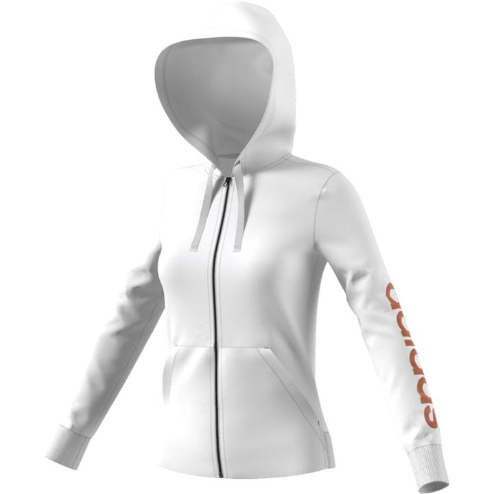 Women's Adidas Essential Linear Logo Fz Hoodie, Size: Small, White
