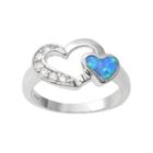 Journee Collection Simulated Opal And Cubic Zirconia Sterling Silver Heart Ring, Women's, Size: 9, Grey