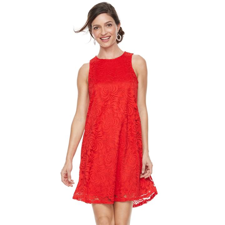 Women's Sharagano Keyhole Lace Shift Dress, Size: 6, Orange Oth