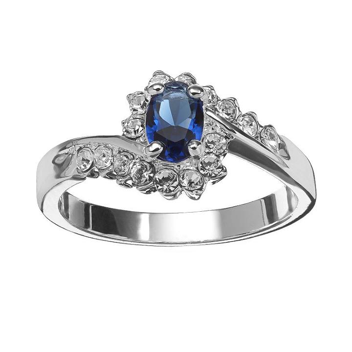 Simulated Crystal Bypass Ring, Women's, Size: 7, Light Blue