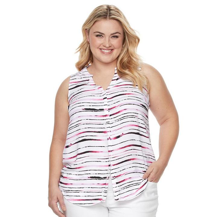 Plus Size Apt. 9&reg; Pleated Crepe Tank, Women's, Size: 2xl, Pink