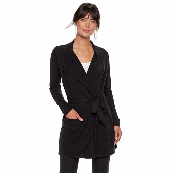 Women's Apt. 9&reg; Wrap Cardigan, Size: Xl, Black