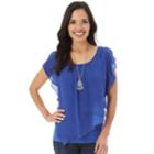 Petite Apt. 9&reg; Printed Popover Top, Women's, Size: Xl Petite, Dark Blue
