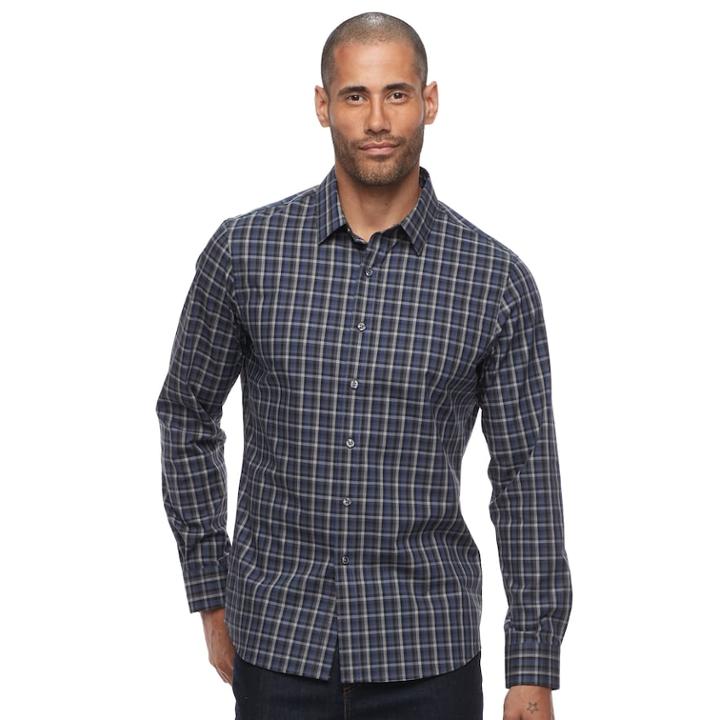 Men's Apt. 9&reg; Slim-fit Stretch Button-down Shirt, Size: Xl Slim, Blue