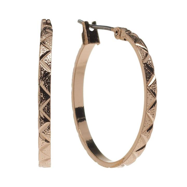 Napier Gold Tone Textured Hoop Earrings, Women's, Yellow