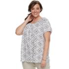 Plus Size Croft & Barrow&reg; Printed Smocked Top, Women's, Size: 1xl, Med Green