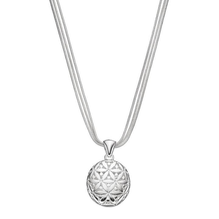 Napier Textured Flower Round Pendant Necklace, Women's, Silver