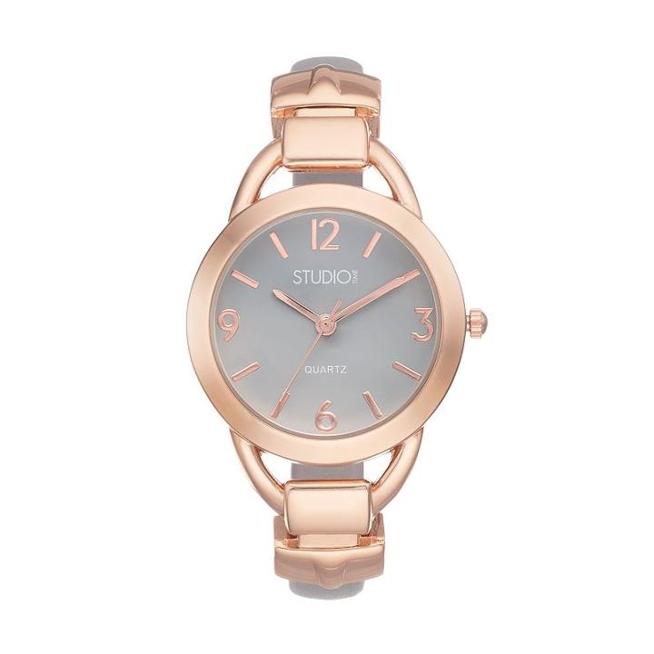 Studio Time Women's Two Tone Cuff Watch, Size: Medium, Grey