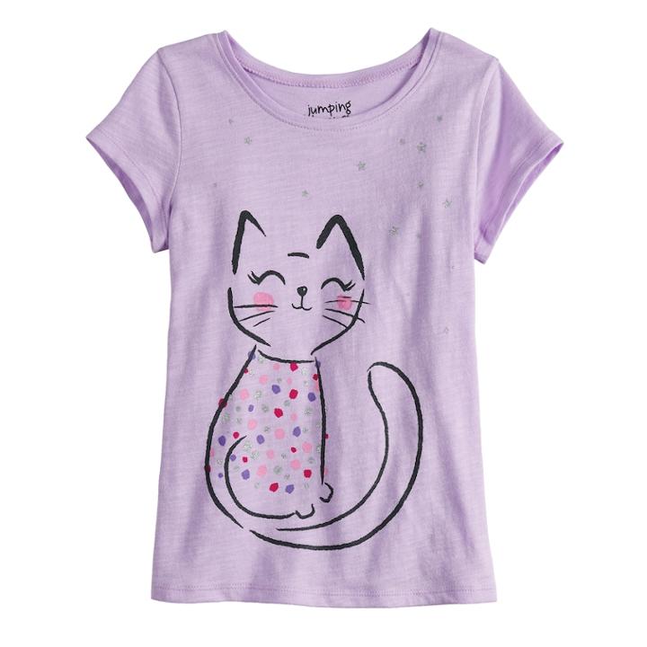 Girls 4-10 Jumping Beans&reg; Glittery Graphic Tee, Size: 7, Lt Purple