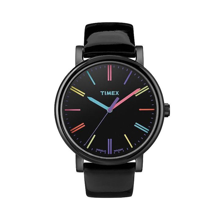 Timex Women's Originals Leather Watch, Size: Medium, Black