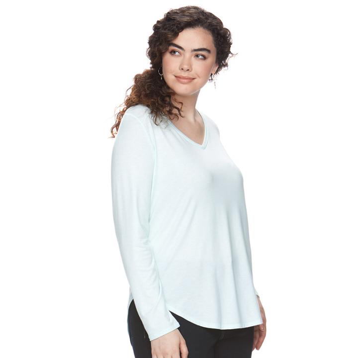 Juniors' Plus Size So&reg; V-neck Long Sleeve Tee, Teens, Size: 1xl, Lt Green