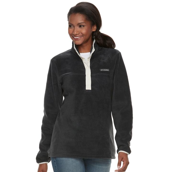 Women's Columbia Three Lakes Fleece Pullover Jacket, Size: Large, Grey (charcoal)