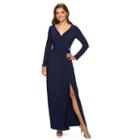Women's Chaps Embellished Surplice Faux-wrap Evening Gown, Size: 12, Blue (navy)