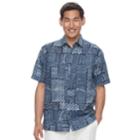 Men's Havanera Classic-fit Chevron Linen-blend Button-down Shirt, Size: Large, Dark Blue