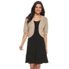 Women's Nina Leonard Crocheted Open-work Shrug, Size: Medium, Beige Oth