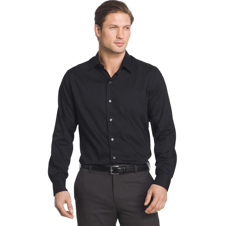 Big & Tall Van Heusen Regular-fit Striped Sateen Button-down Shirt, Men's, Size: 3xb, Black