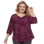 Plus Size Sonoma Goods For Life&trade; Printed Pintuck Peasant Top, Women's, Size: 2xl, Med Purple