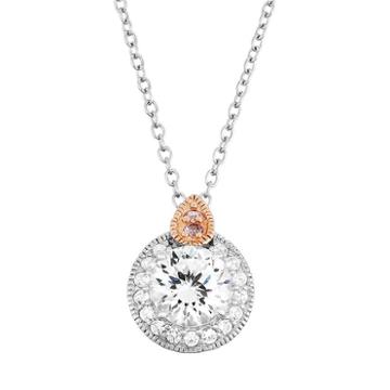 100 Facets Of Love Sterling Silver Lab-created White Sapphire Halo Pendant, Women's, Size: 18