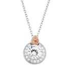 100 Facets Of Love Sterling Silver Lab-created White Sapphire Halo Pendant, Women's, Size: 18