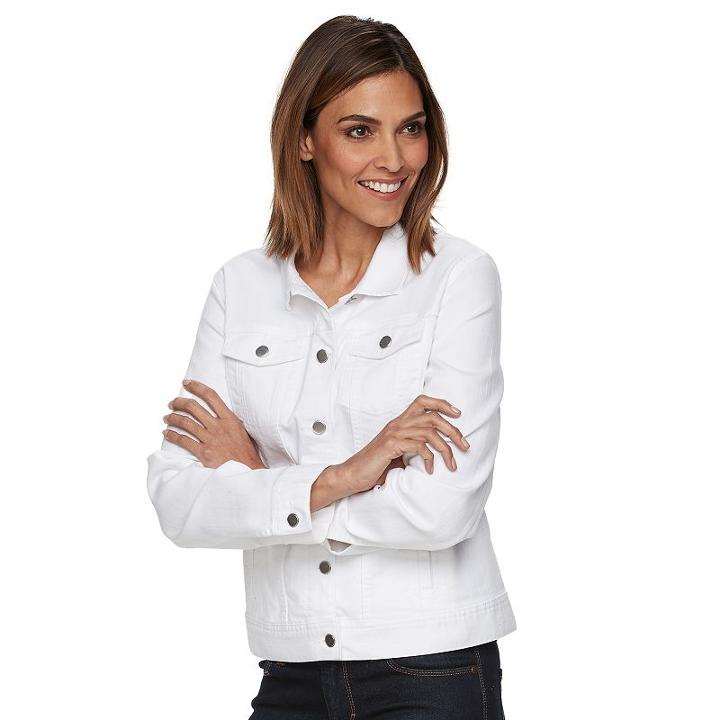 Women's Croft & Barrow&reg; Jean Jacket, Size: Medium, White