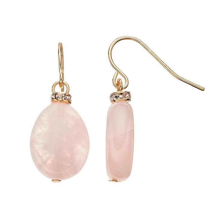 Chaps Stone Nickel Free Drop Earrings, Women's, Light Pink