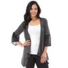 Women's Ab Studio Chiffon Bell Cardigan, Size: Medium, Dark Grey