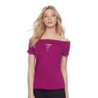 Women's Rock & Republic&reg; Off-the-shoulder Keyhole Tee, Size: Small, Med Purple