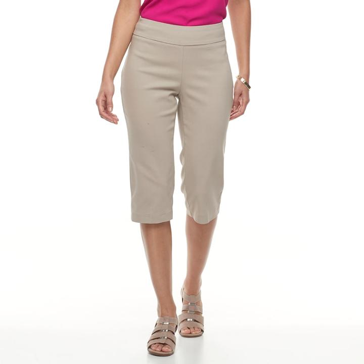 Women's Dana Buchman 17-in. Solid Pull-on Capris, Size: Small, Dark Brown