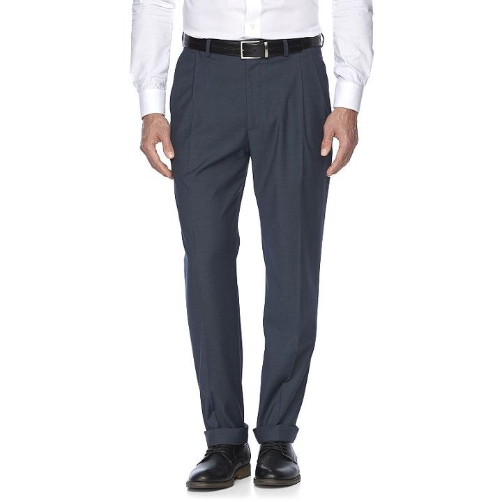 Men's Croft & Barrow&reg; Stretch Classic-fit True Comfort Pleated Suit Pants, Size: 36x34, Blue