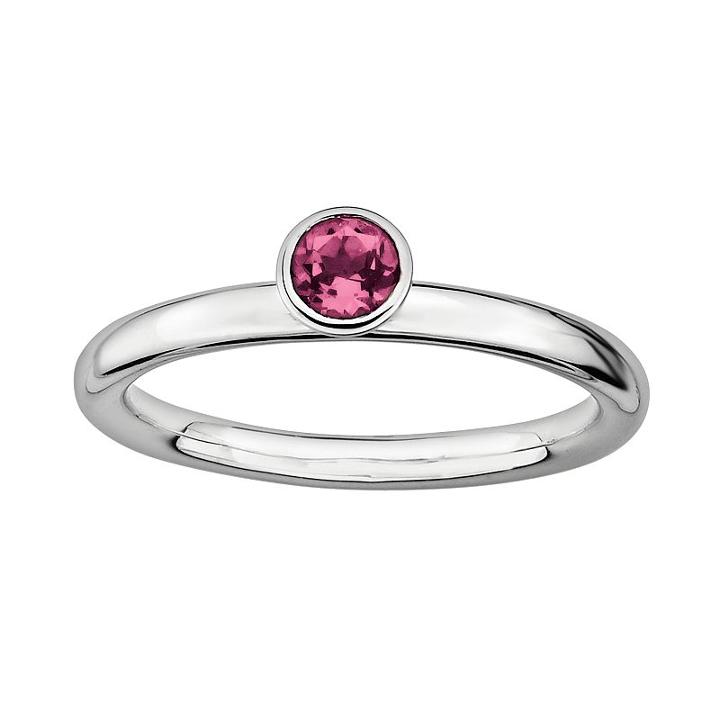 Stacks And Stones Sterling Silver Pink Tourmaline Stack Ring, Women's, Size: 6, Grey