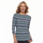 Women's Croft & Barrow&reg; Jacquard Boatneck Tee, Size: Xxl, Dark Blue