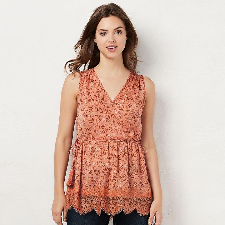 Women's Lc Lauren Conrad Lace Tunic, Size: Xxl, Pink